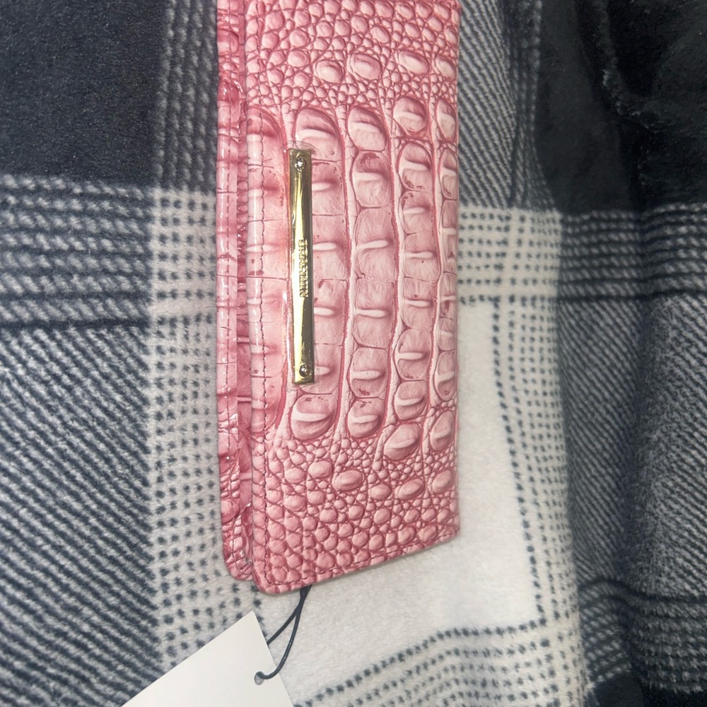 Brahmin Pink Croc-Embossed Wallet